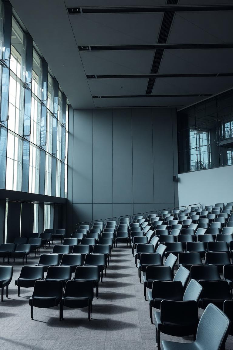 Modern training auditorium with glass walls
